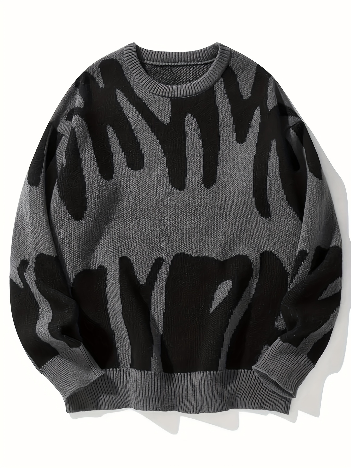 y2k graphic pattern pullover sweater crew neck long sleeve sweater womens clothing details 0