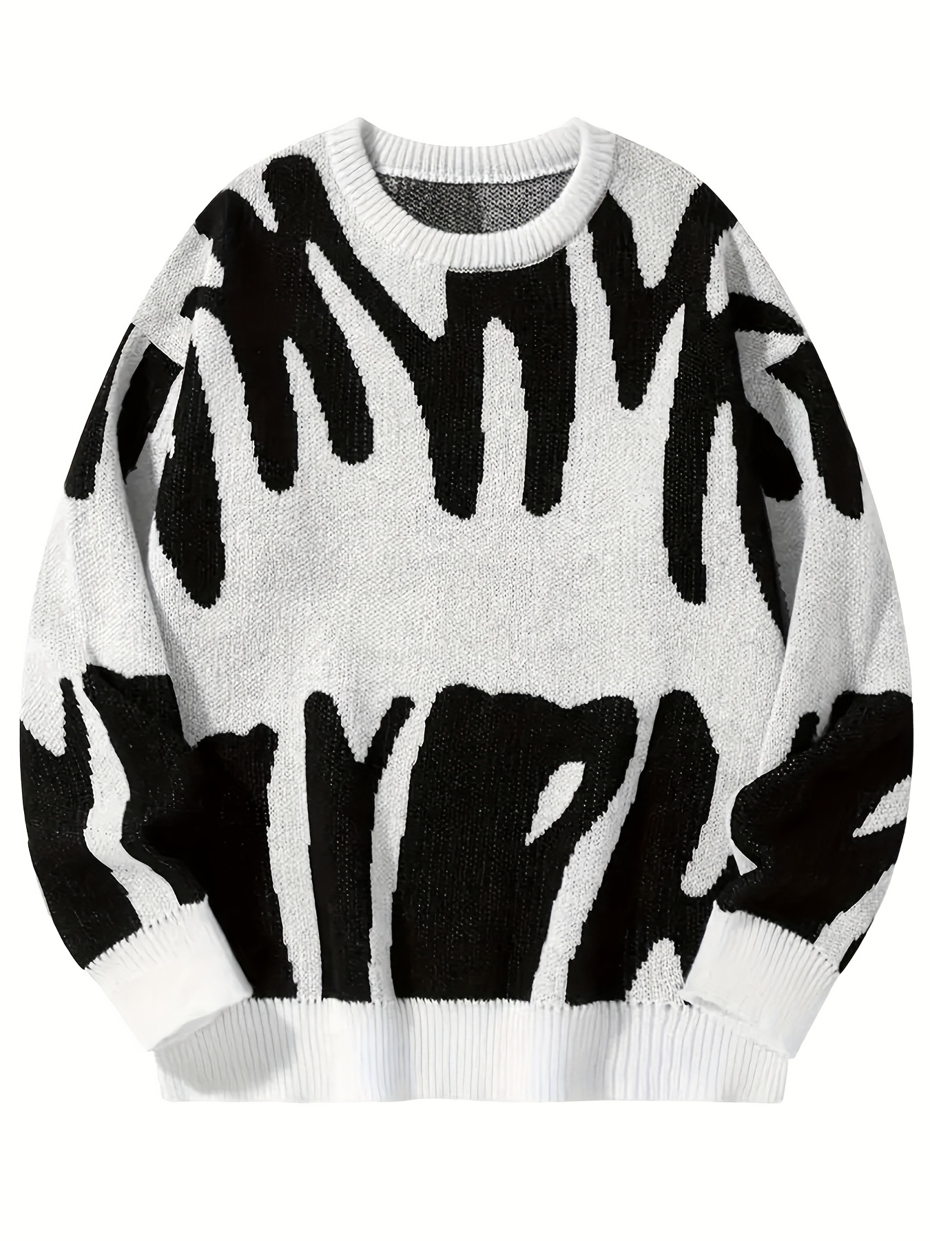 y2k graphic pattern pullover sweater crew neck long sleeve sweater womens clothing details 6