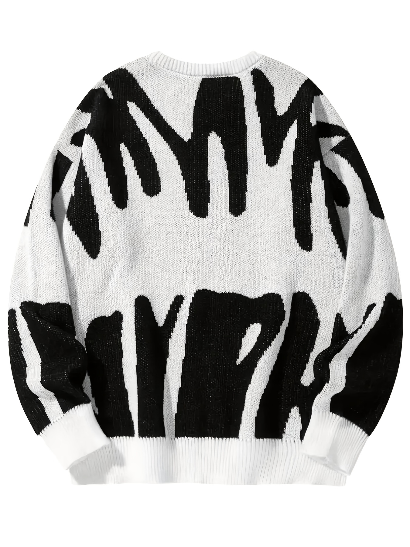 y2k graphic pattern pullover sweater crew neck long sleeve sweater womens clothing details 9