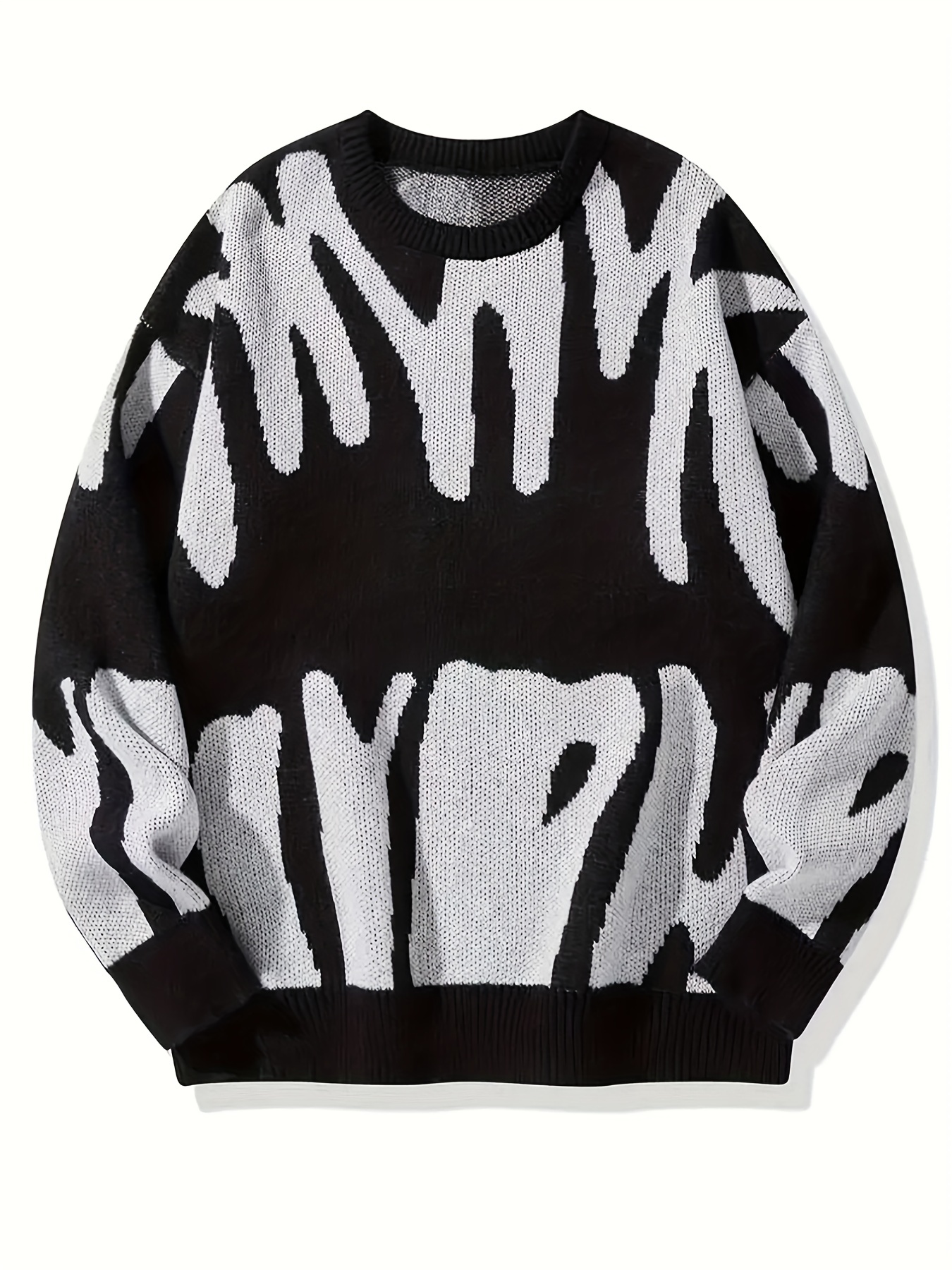 y2k graphic pattern pullover sweater crew neck long sleeve sweater womens clothing details 15