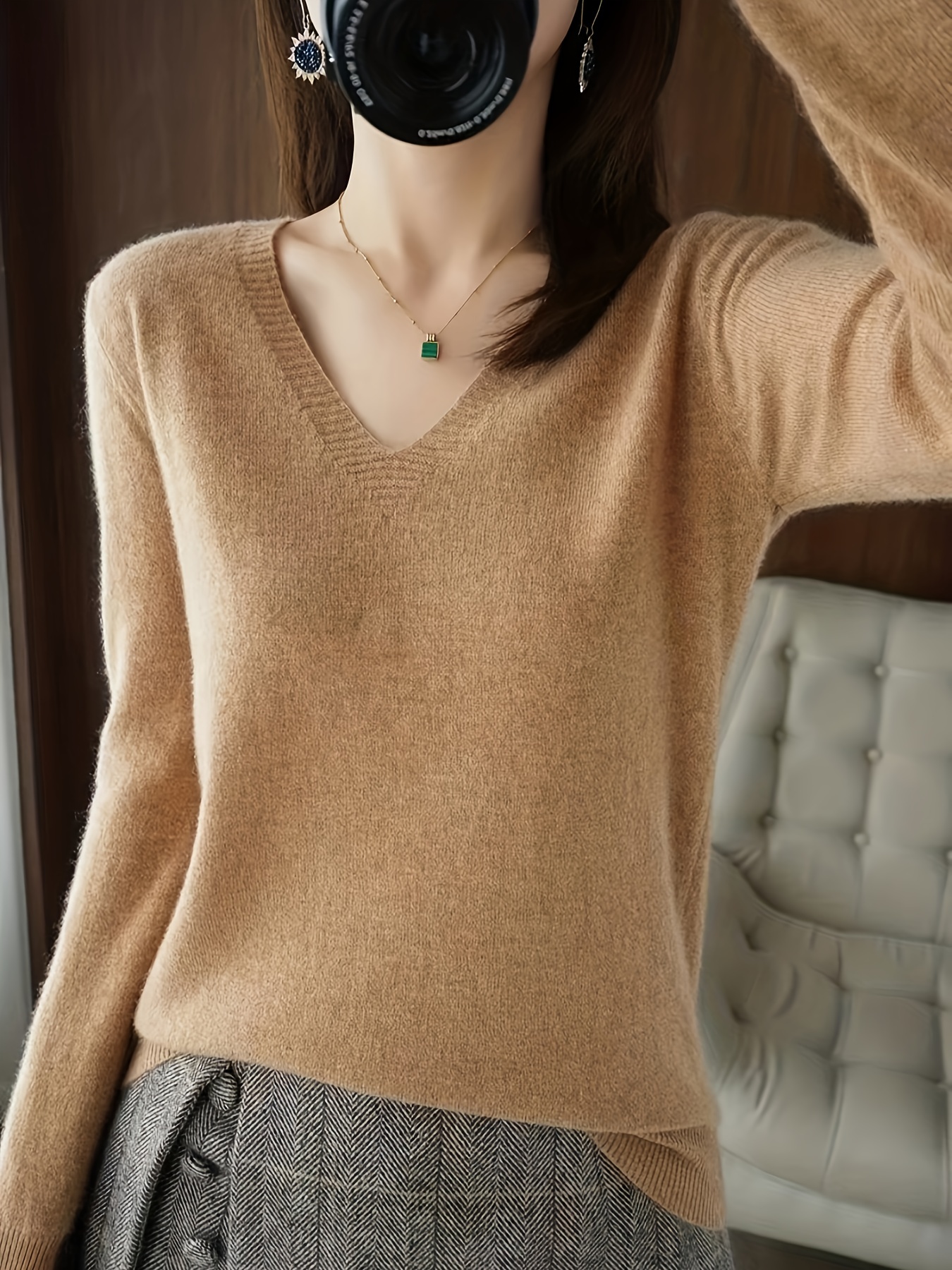 valentines day long sleeve knitted sweater v neck elegant casual top womens clothing details 2