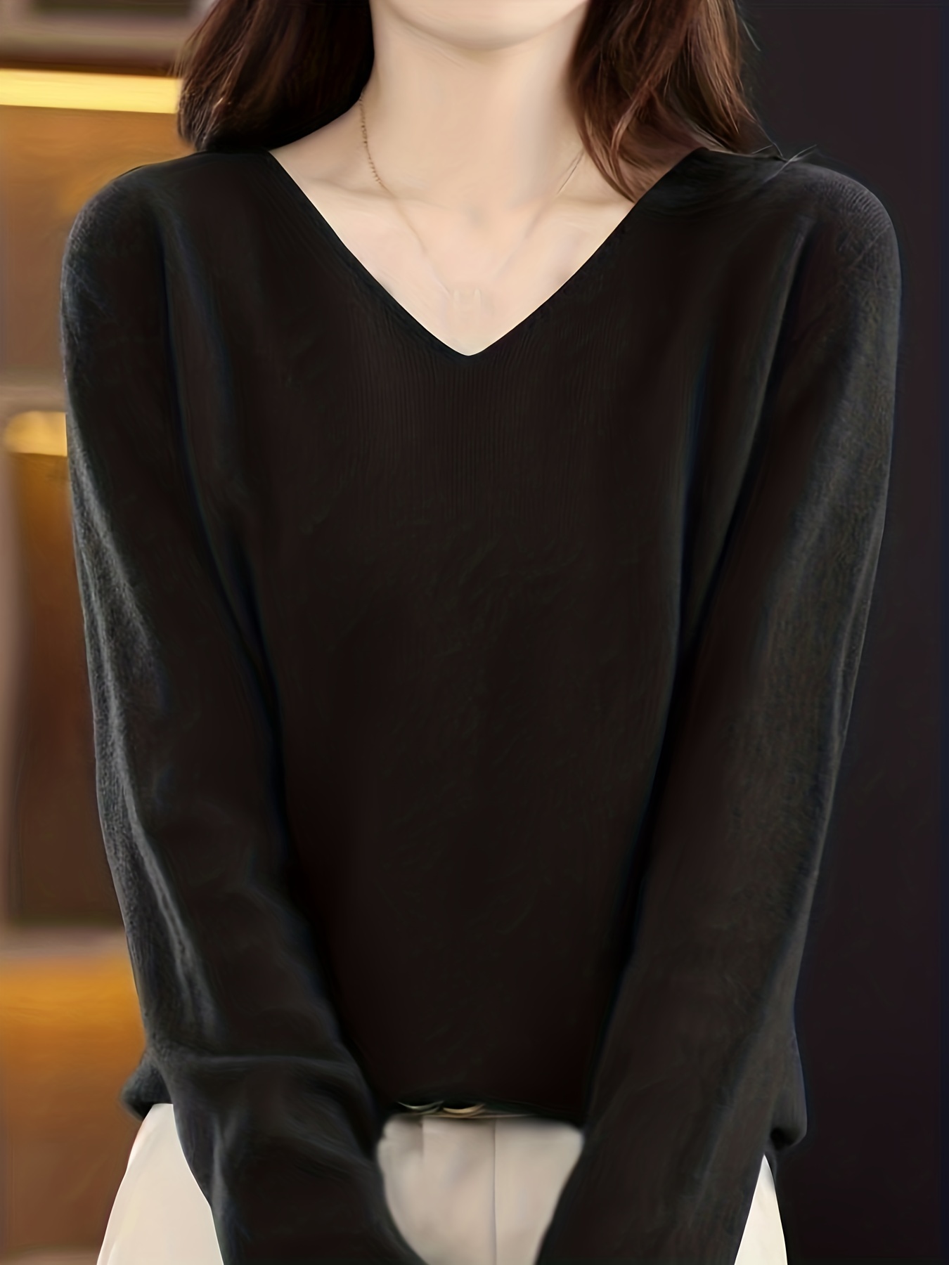 valentines day long sleeve knitted sweater v neck elegant casual top womens clothing details 8