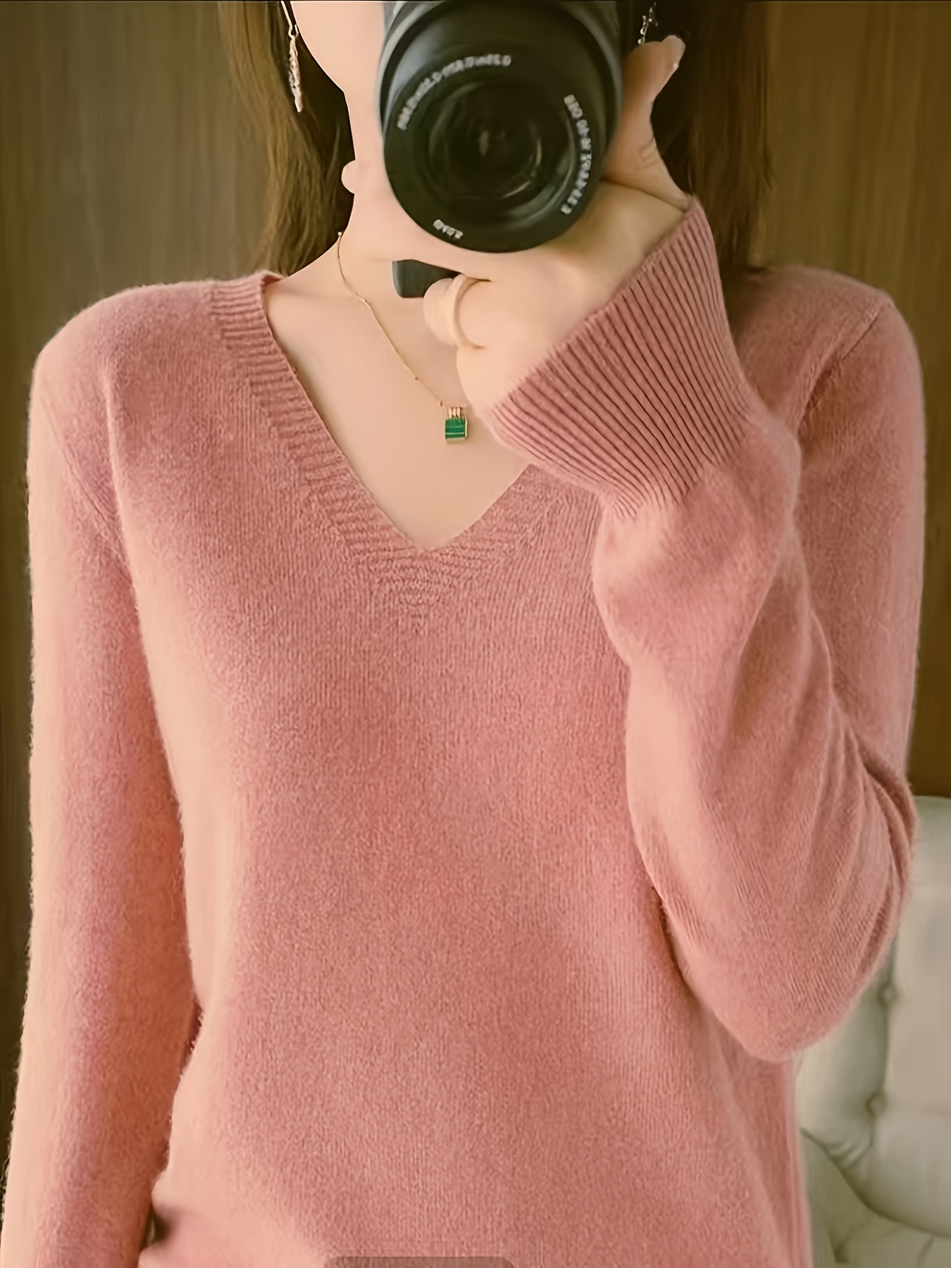 valentines day long sleeve knitted sweater v neck elegant casual top womens clothing details 13