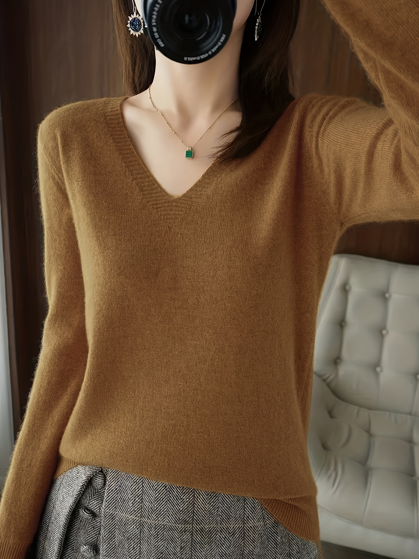 valentines day long sleeve knitted sweater v neck elegant casual top womens clothing details 17