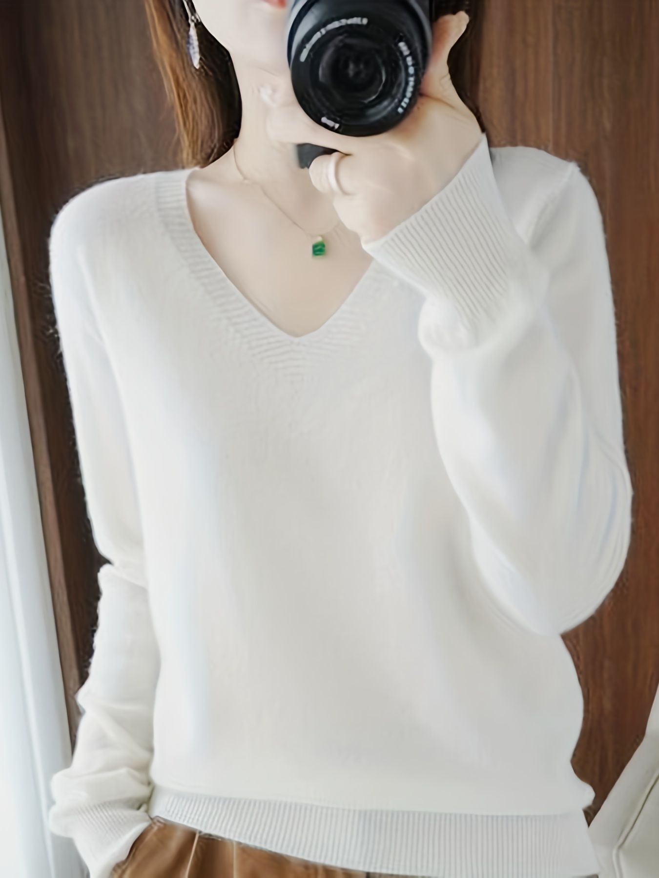 valentines day long sleeve knitted sweater v neck elegant casual top womens clothing details 22