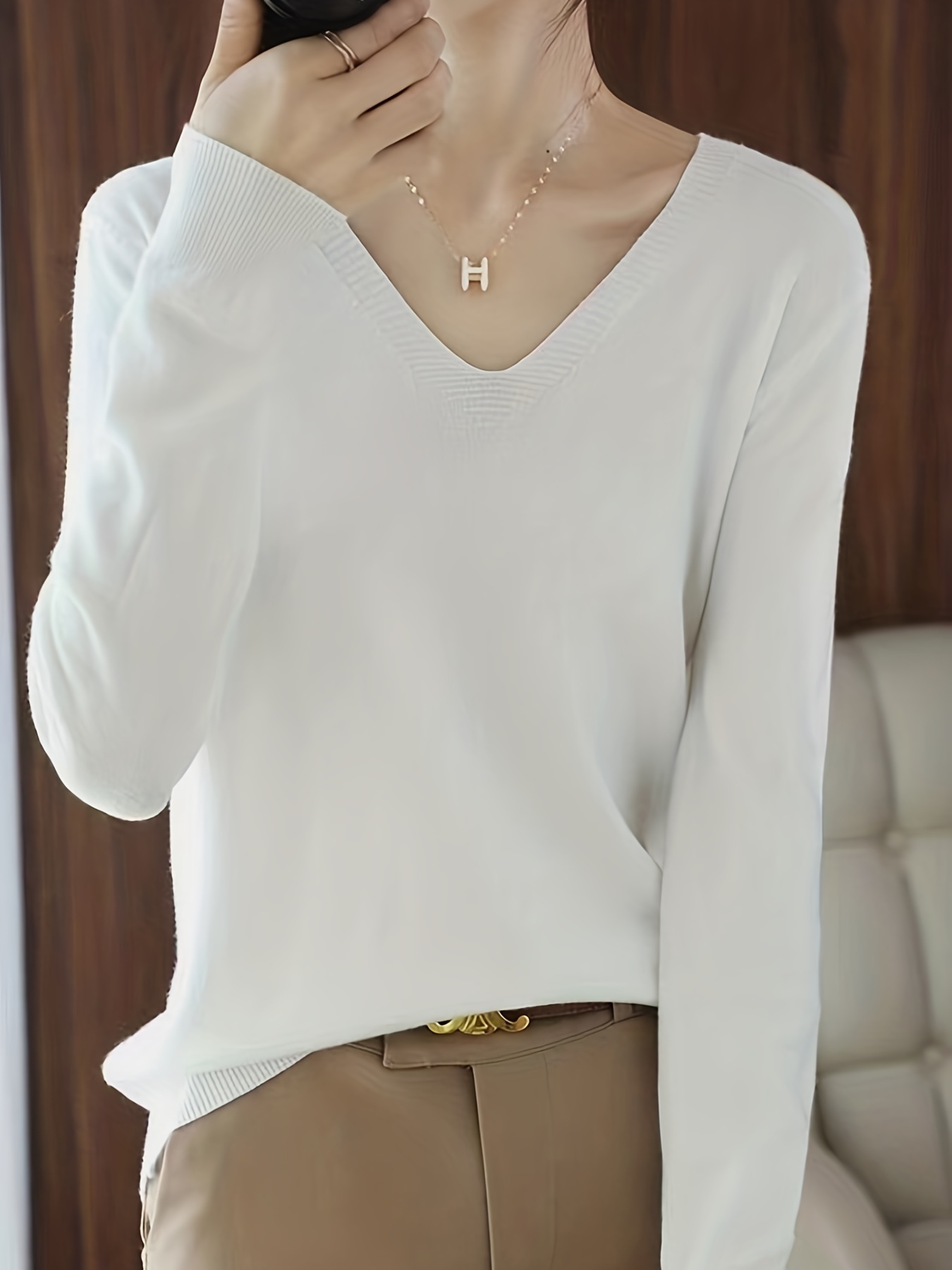 valentines day long sleeve knitted sweater v neck elegant casual top womens clothing details 23