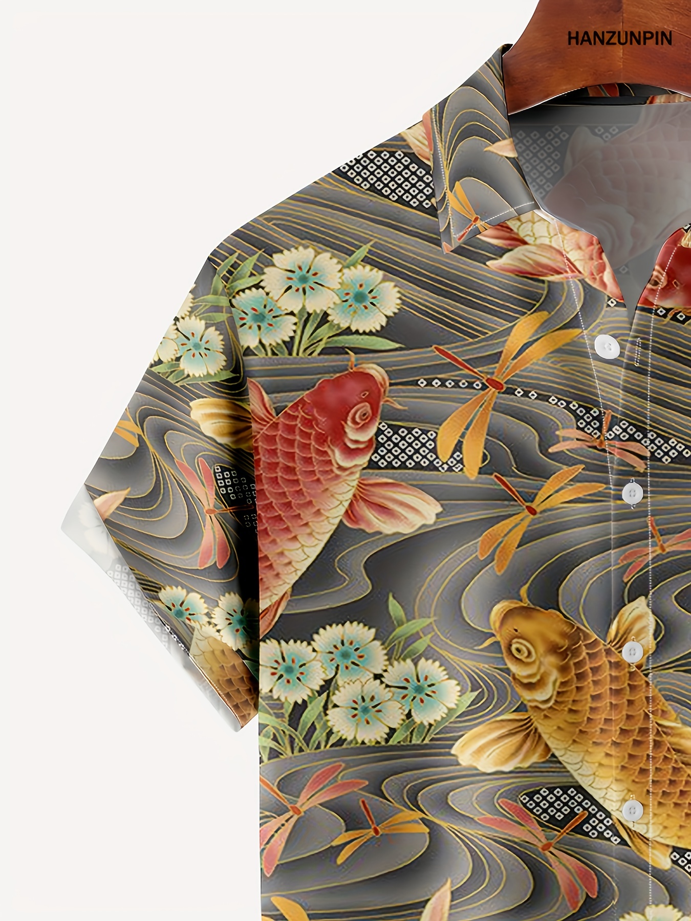 new mans ukiyo e hawaiian short sleeve shirts best sellers details 3