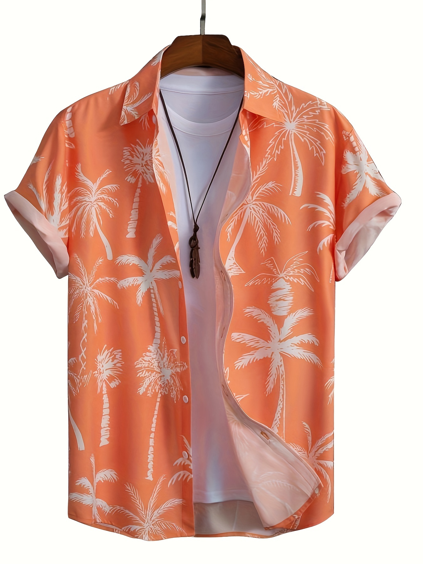 hawaiian coconut pattern mens short sleeve lapel shirt comfy casual male tops for summer vacation gift for men details 1