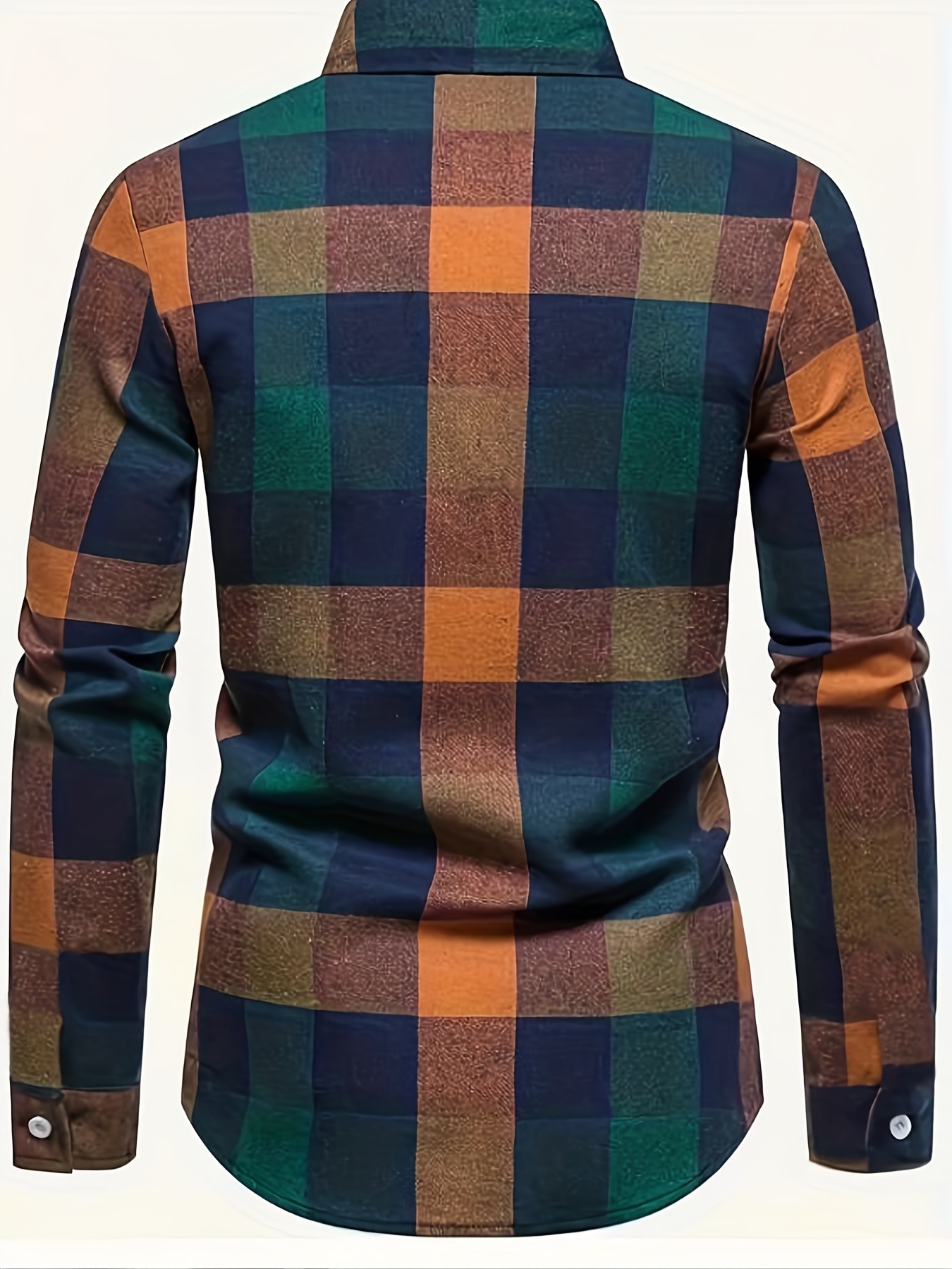 plaid pattern mens casual retro long sleeve button up shirt for spring fall outdoor details 10