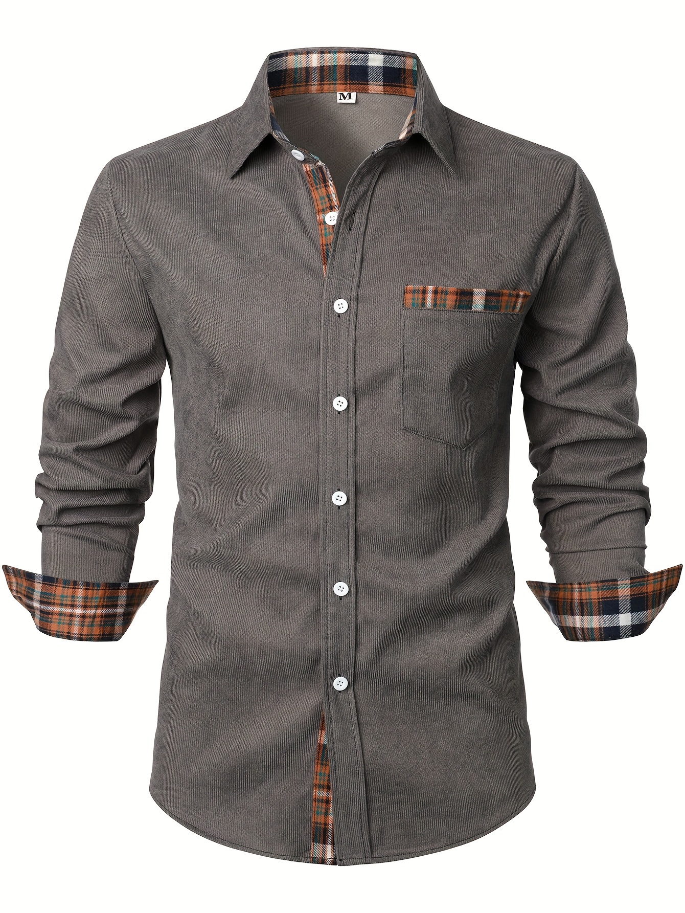 mens lapel shirt casual button up long sleeve shirt for summer fall business details 10