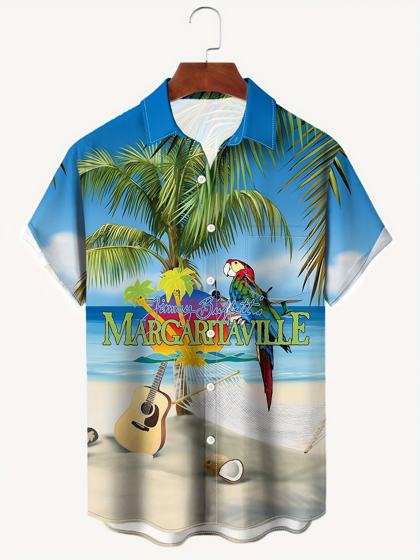 mens coastal shinning graphic print shirt hawaiian style short sleeve shirt for beach vacation details 1