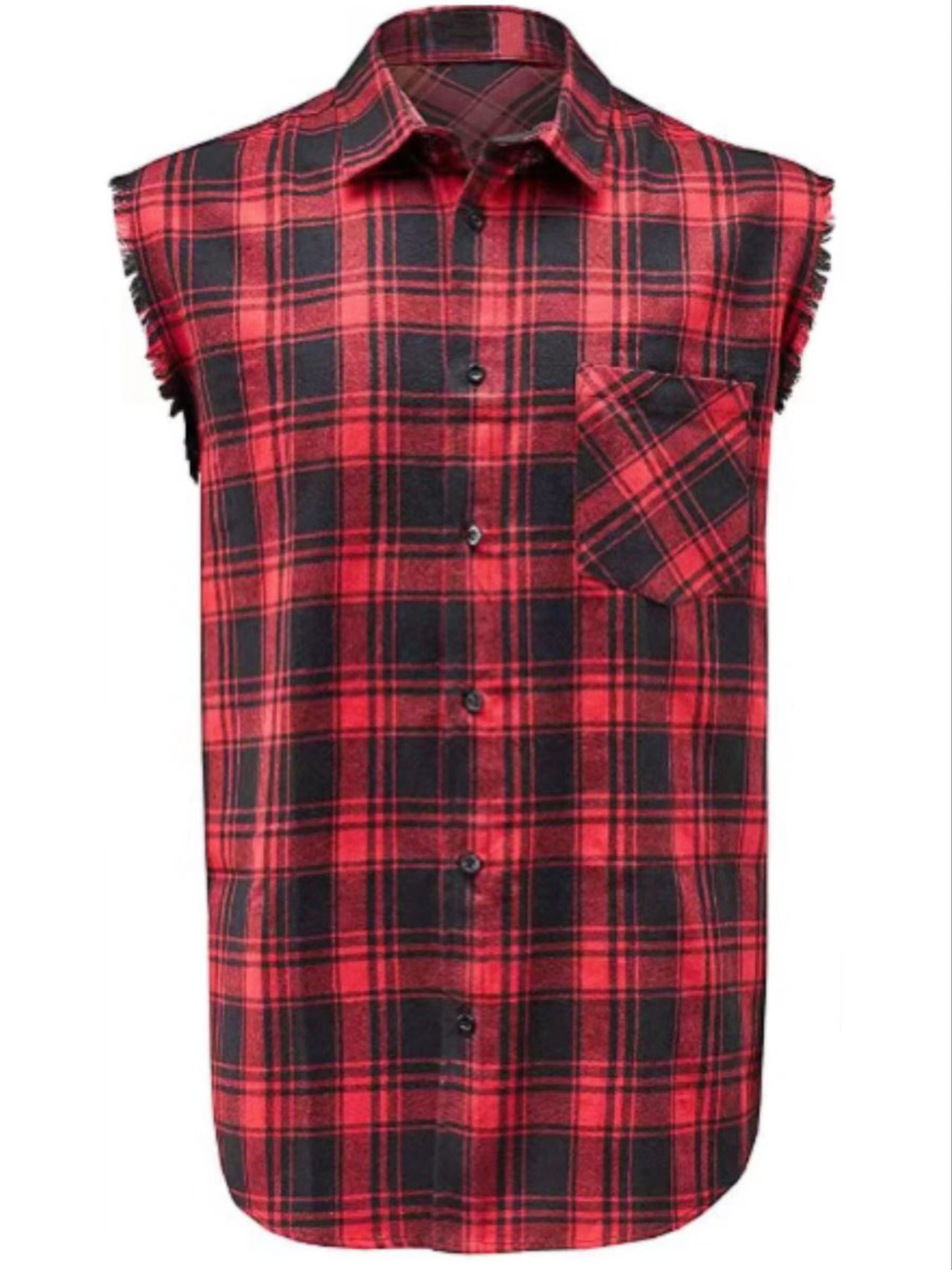 trendy plaid print mens casual boho style sleeveless shirt mens shirt for summer tops for men details 0