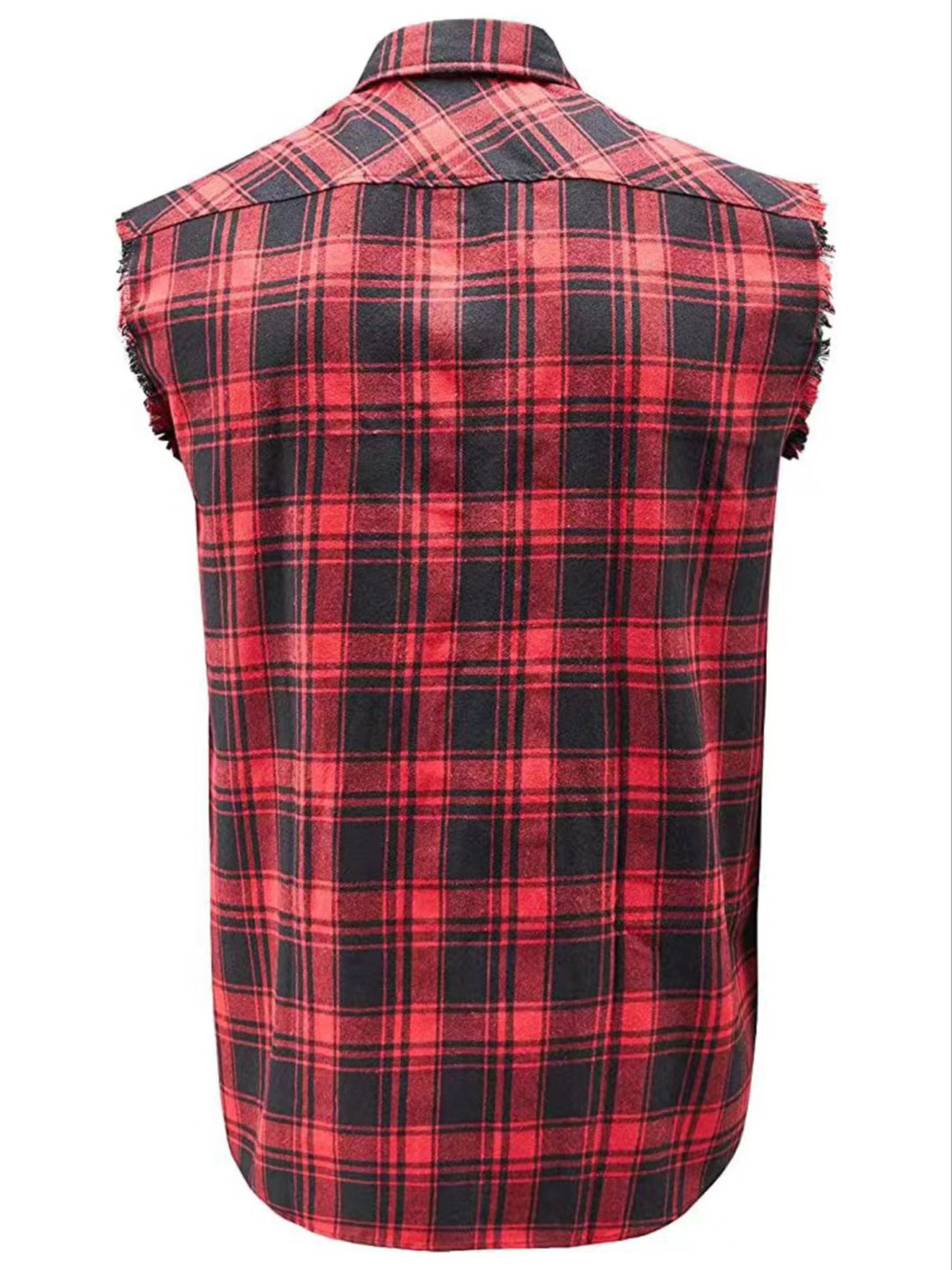 trendy plaid print mens casual boho style sleeveless shirt mens shirt for summer tops for men details 1