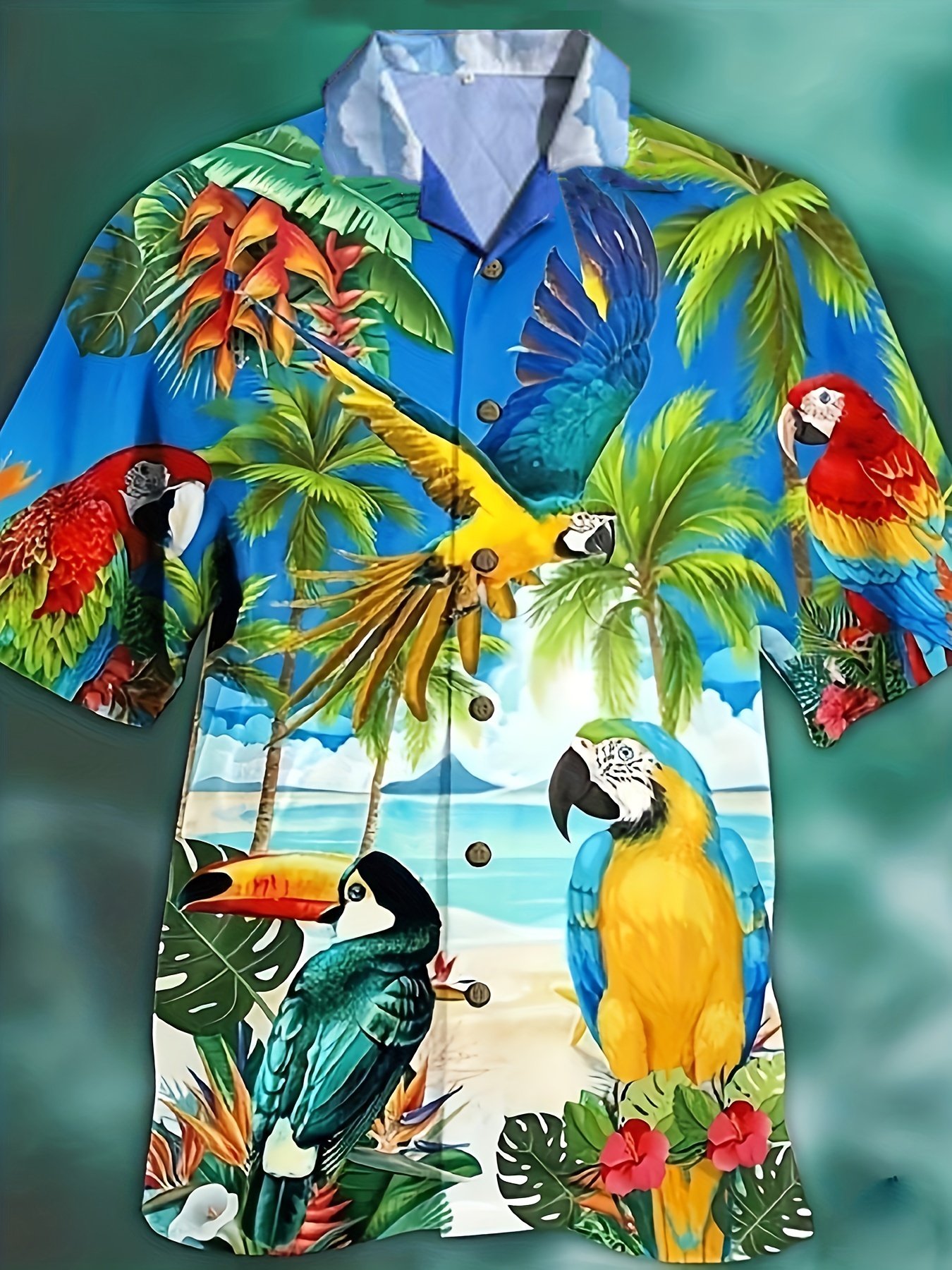 funny flamingo cowboy other pattern all over print mens casual short sleeve hawaiian shirt mens shirt for summer vacation resort details 25