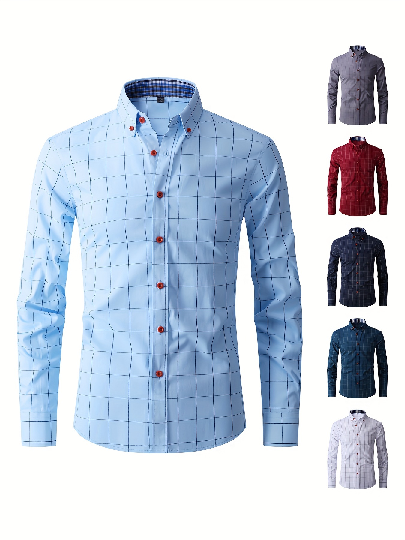 geometric pattern mens stylish daily long sleeve button up shirt spring fall creative gift for men details 0