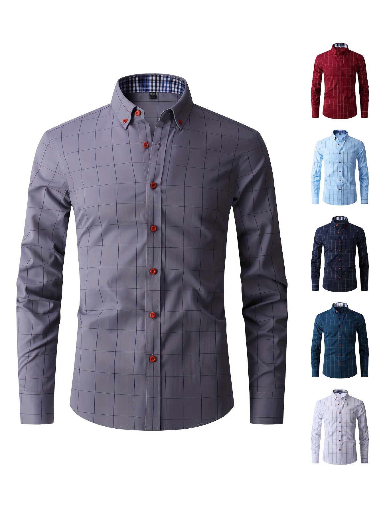 geometric pattern mens stylish daily long sleeve button up shirt spring fall creative gift for men details 7