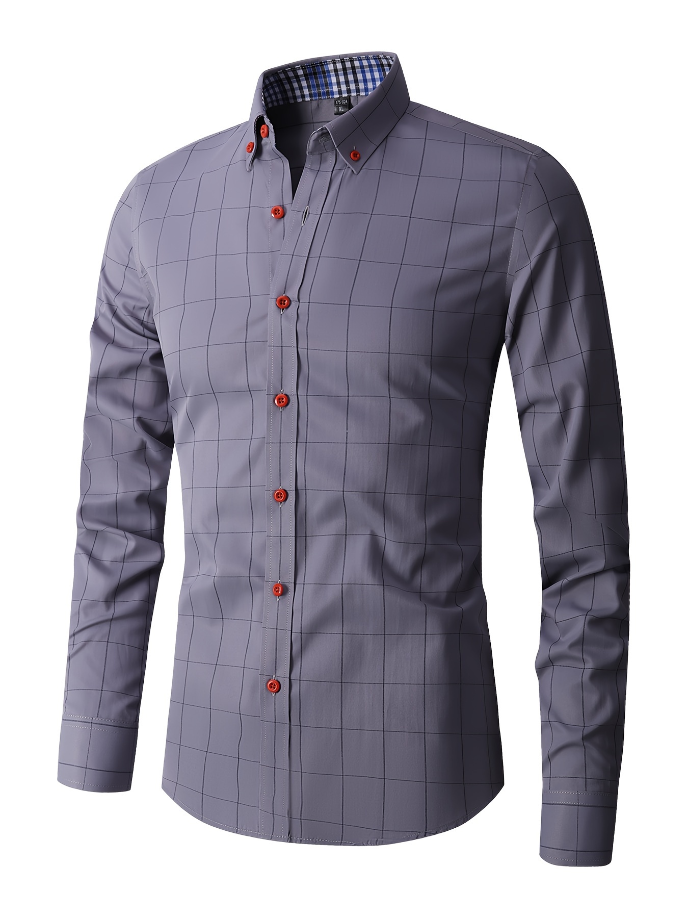 geometric pattern mens stylish daily long sleeve button up shirt spring fall creative gift for men details 13