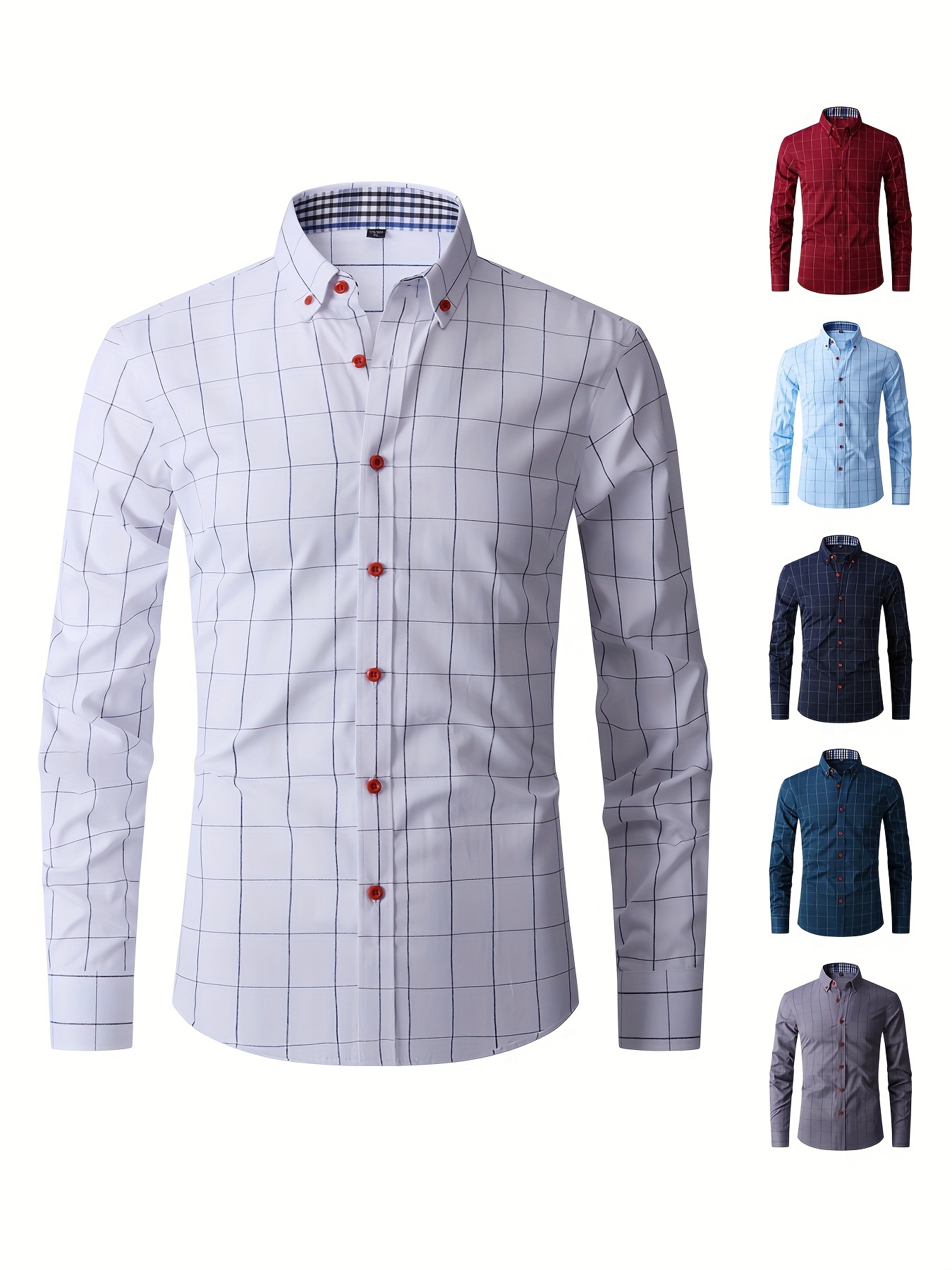 geometric pattern mens stylish daily long sleeve button up shirt spring fall creative gift for men details 14