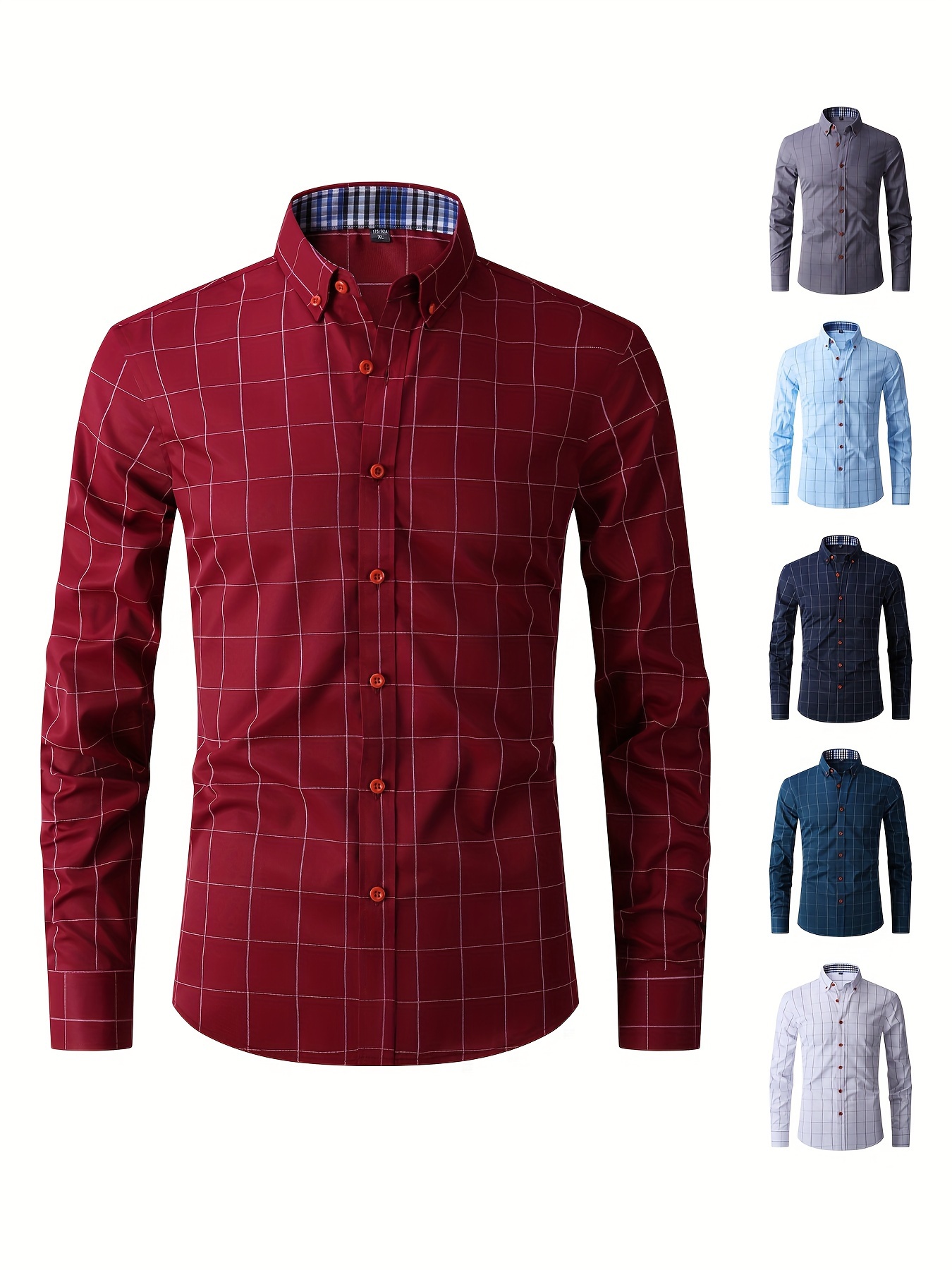 geometric pattern mens stylish daily long sleeve button up shirt spring fall creative gift for men details 22