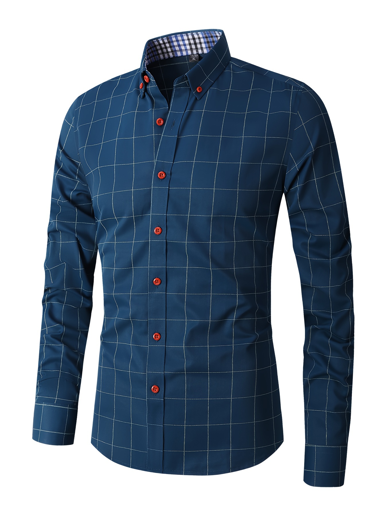 geometric pattern mens stylish daily long sleeve button up shirt spring fall creative gift for men details 37