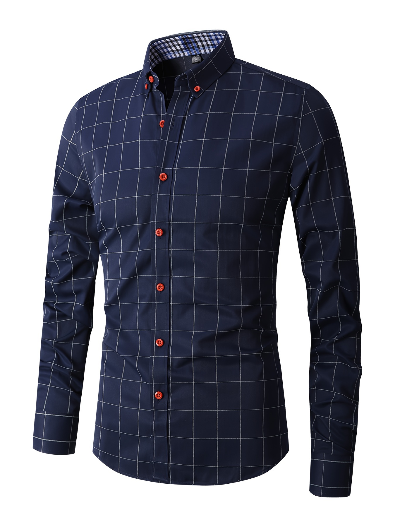 geometric pattern mens stylish daily long sleeve button up shirt spring fall creative gift for men details 45