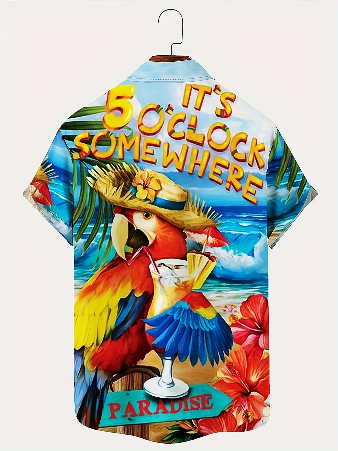 mens shirt top parrot print camp collar bowling shirts short sleeve closure summer hawaiian shirt male casual button up shirt for daily vacation resorts beach shirts for men details 0