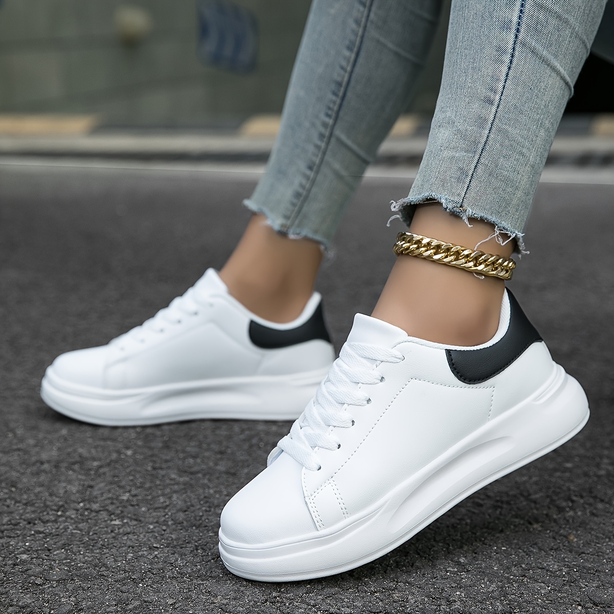 platform skate shoes women s fashionable soft sole low top details 1