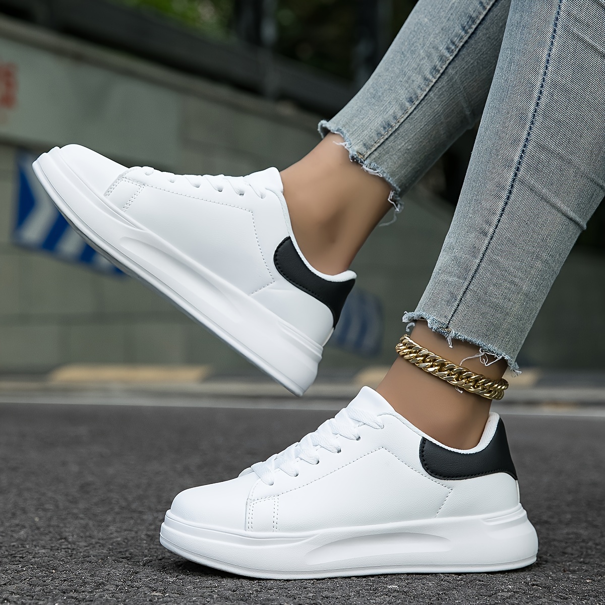 platform skate shoes women s fashionable soft sole low top details 2