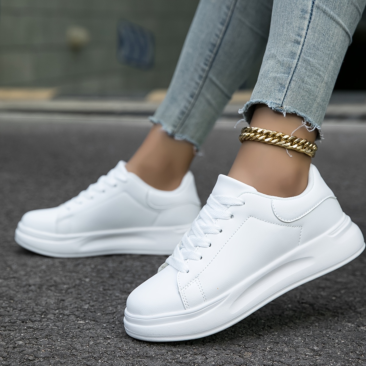 platform skate shoes women s fashionable soft sole low top details 3