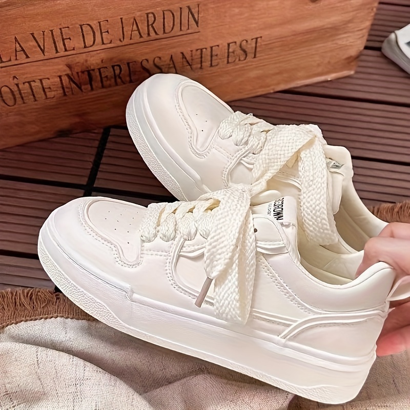 solid color casual sneakers women s lace platform soft sole details 0