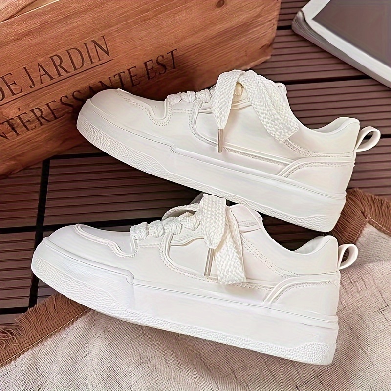 solid color casual sneakers women s lace platform soft sole details 1