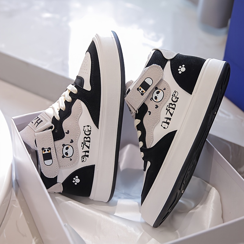 women s cartoon panda letter print sneakers lace soft sole details 2