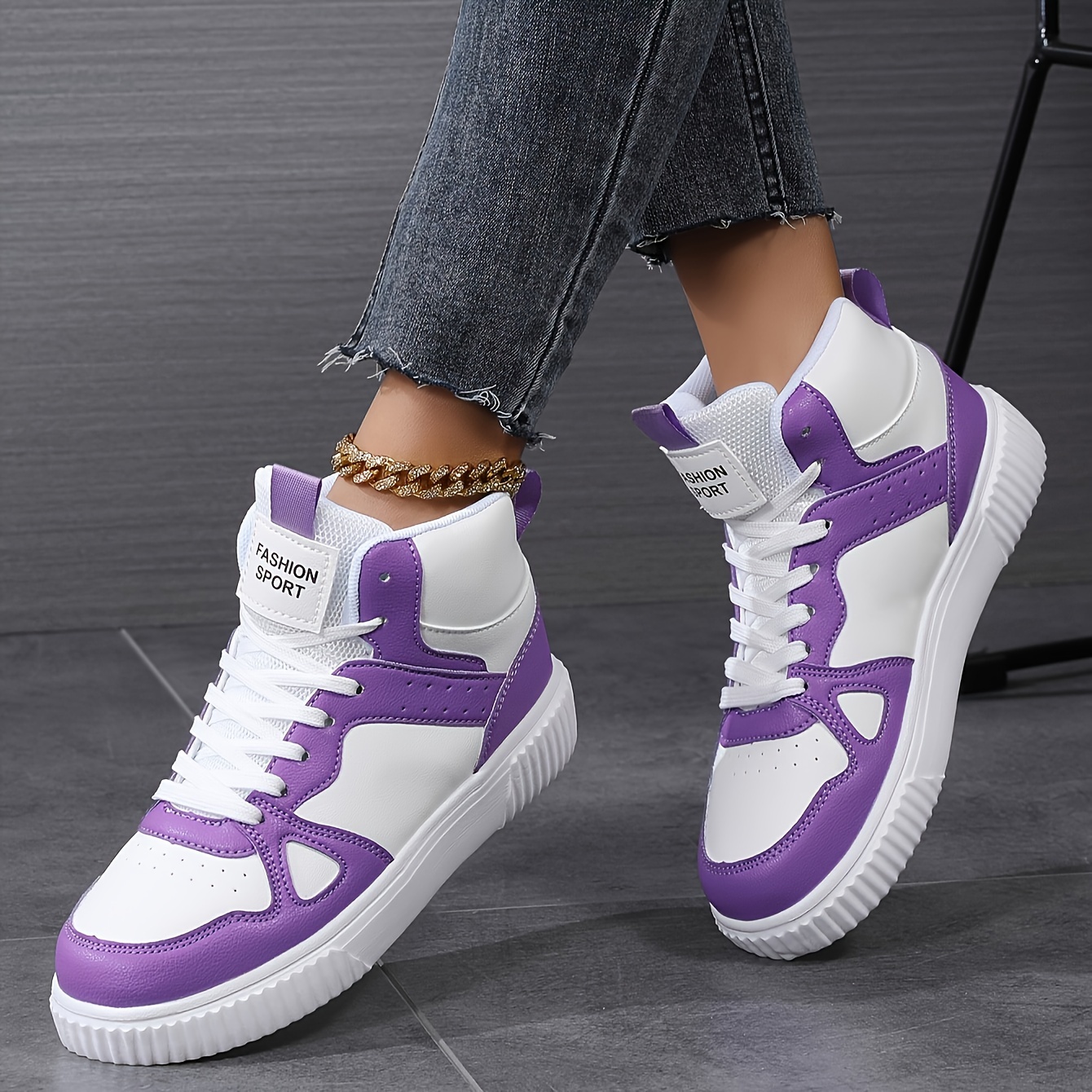 women s high top skate shoes casual solid color lace flat details 5