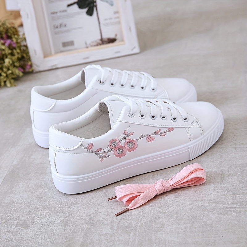 floral embroidered sneakers women s lace soft sole platform details 1