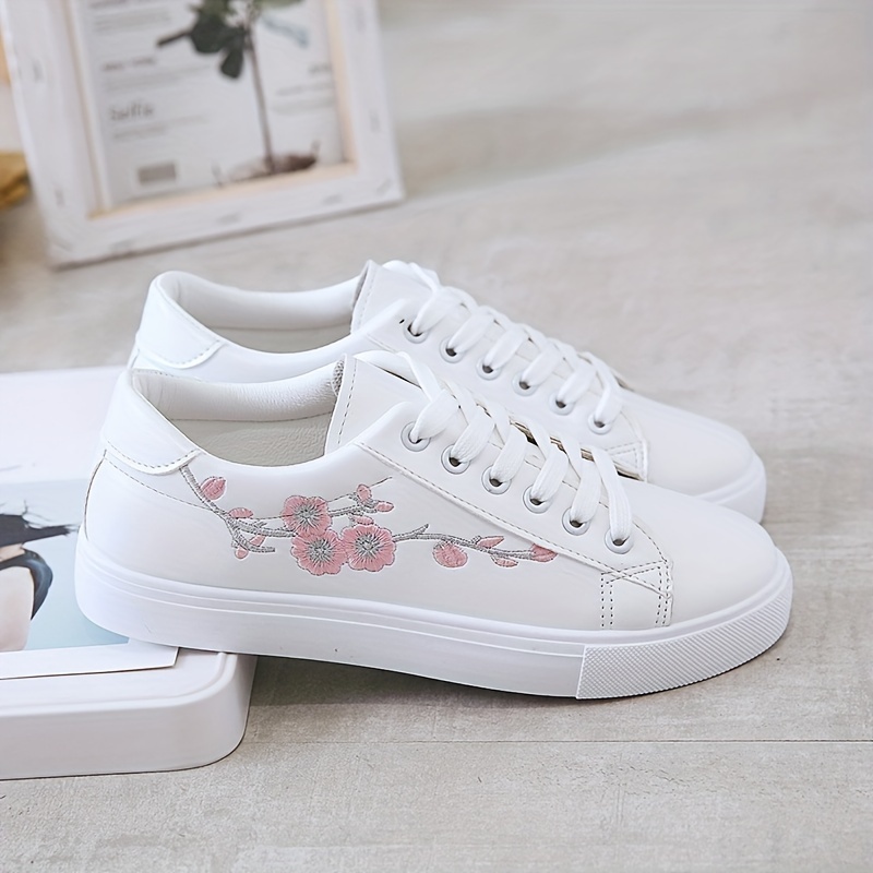 floral embroidered sneakers women s lace soft sole platform details 5