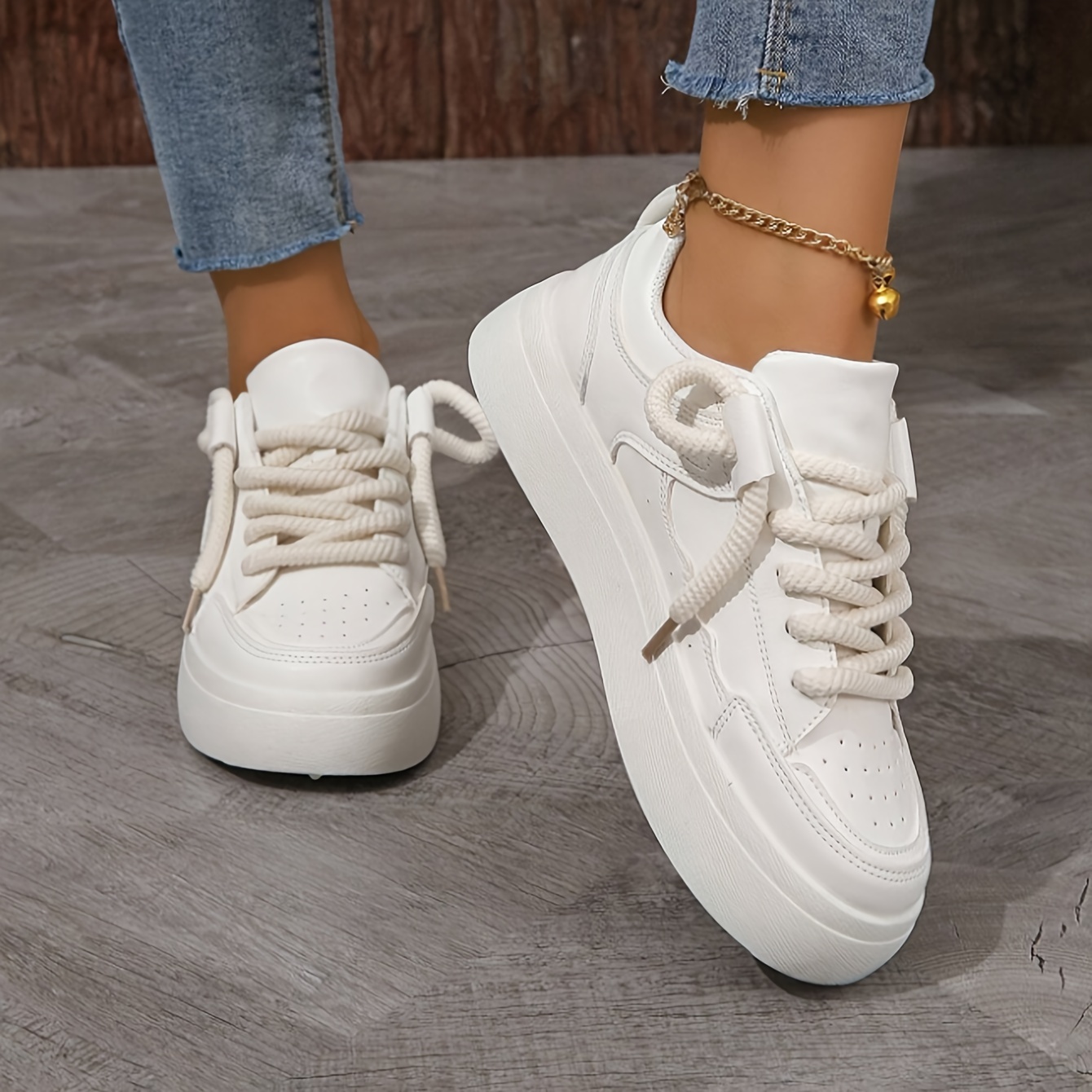 solid color platform sneakers women s casual lace outdoor details 2