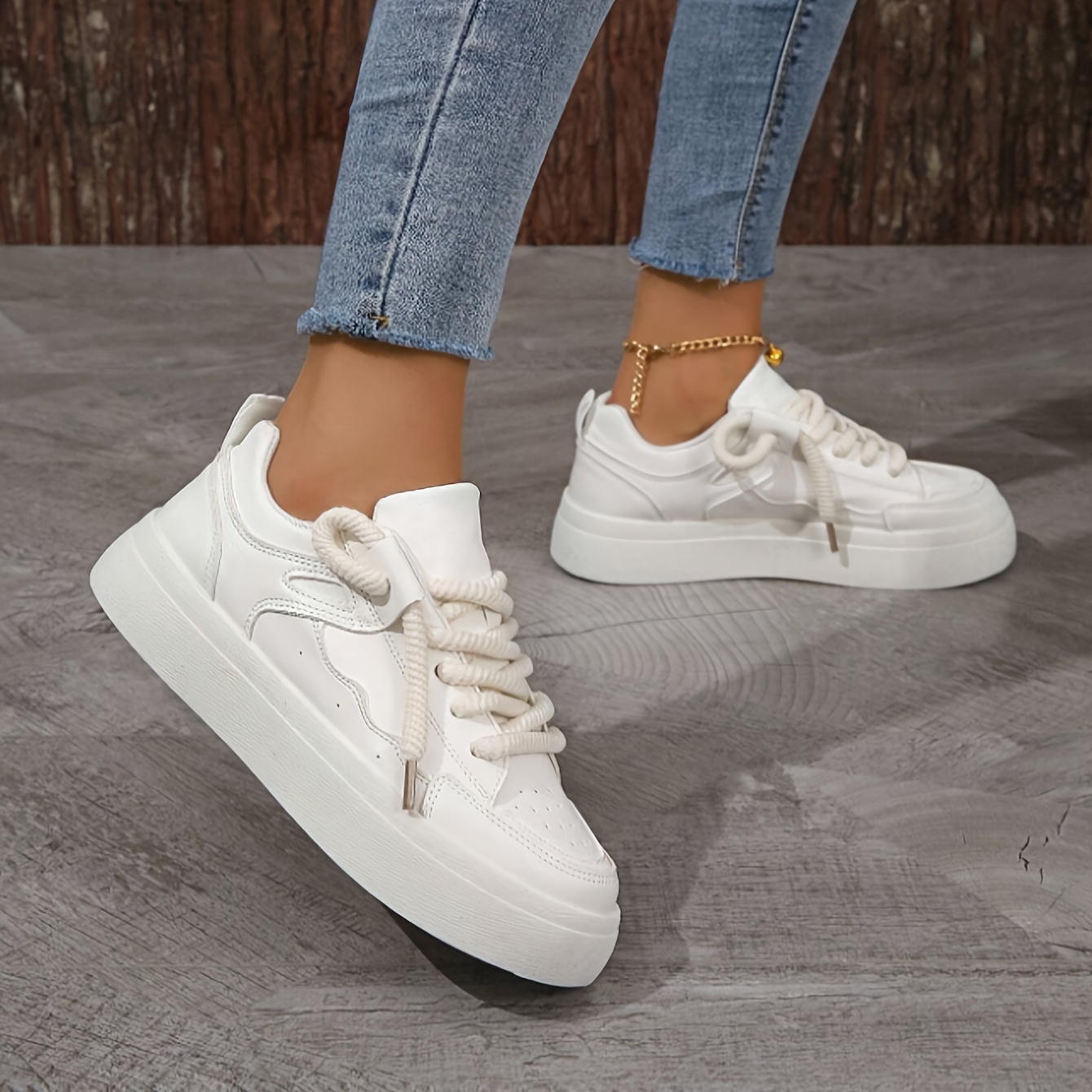 solid color platform sneakers women s casual lace outdoor details 3