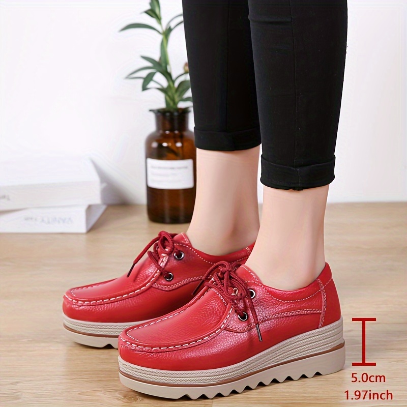 solid color casual sneakers women s lace platform soft sole details 0