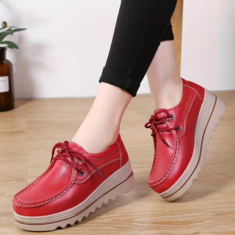 solid color casual sneakers women s lace platform soft sole details 1