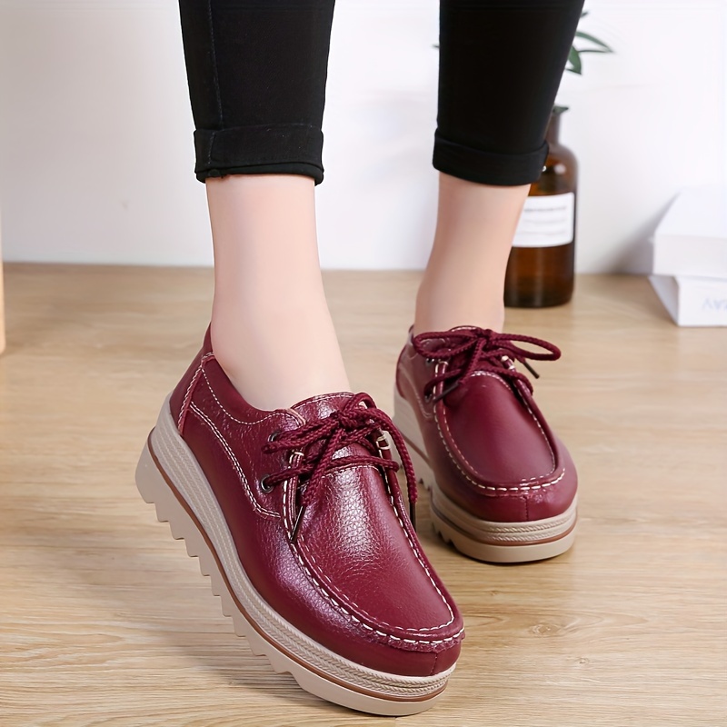 solid color casual sneakers women s lace platform soft sole details 12