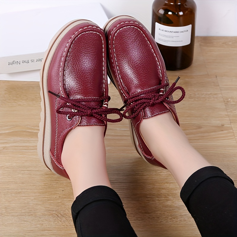 solid color casual sneakers women s lace platform soft sole details 13