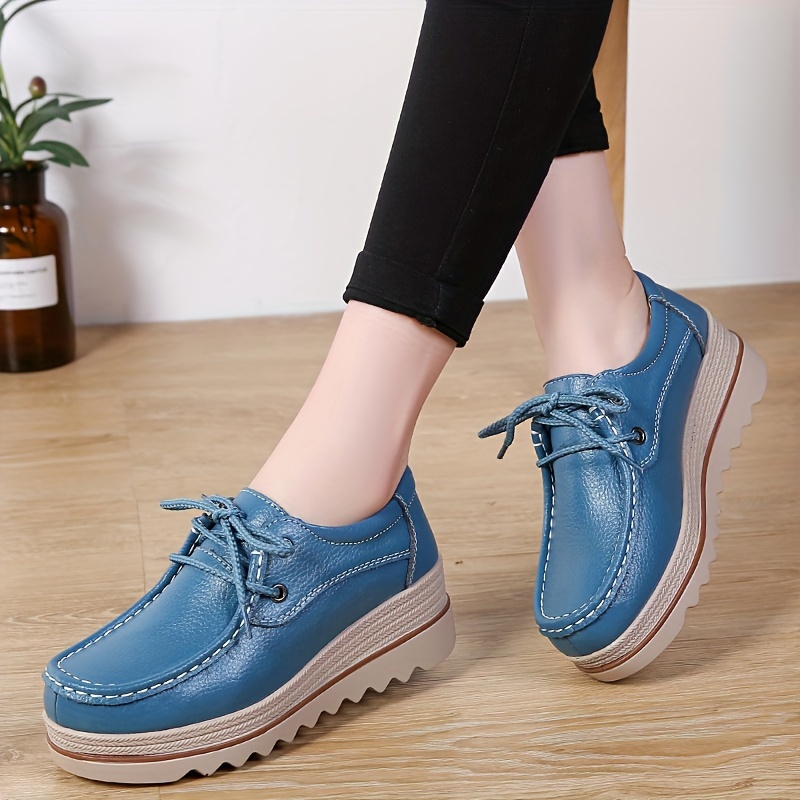 solid color casual sneakers women s lace platform soft sole details 14