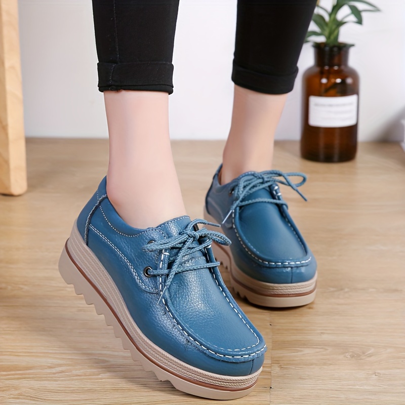 solid color casual sneakers women s lace platform soft sole details 15