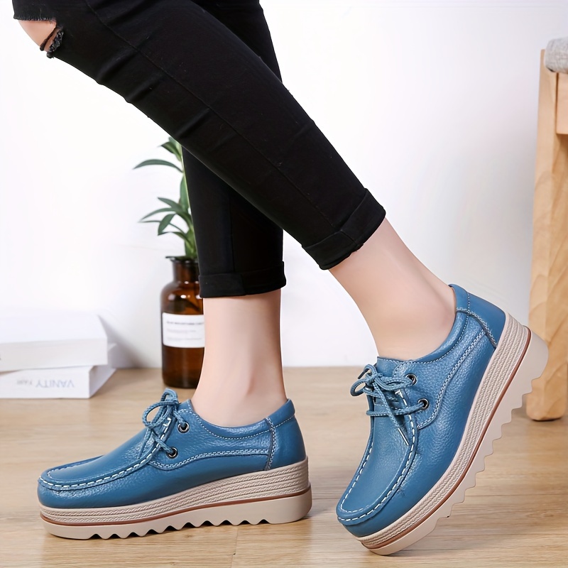 solid color casual sneakers women s lace platform soft sole details 16