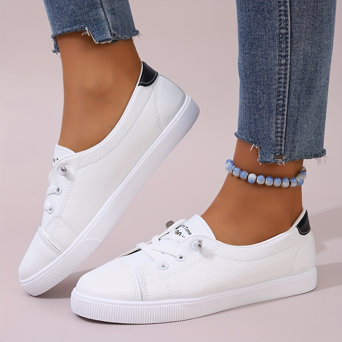 women s fashion sneakers casual slip white shoes low tops details 2