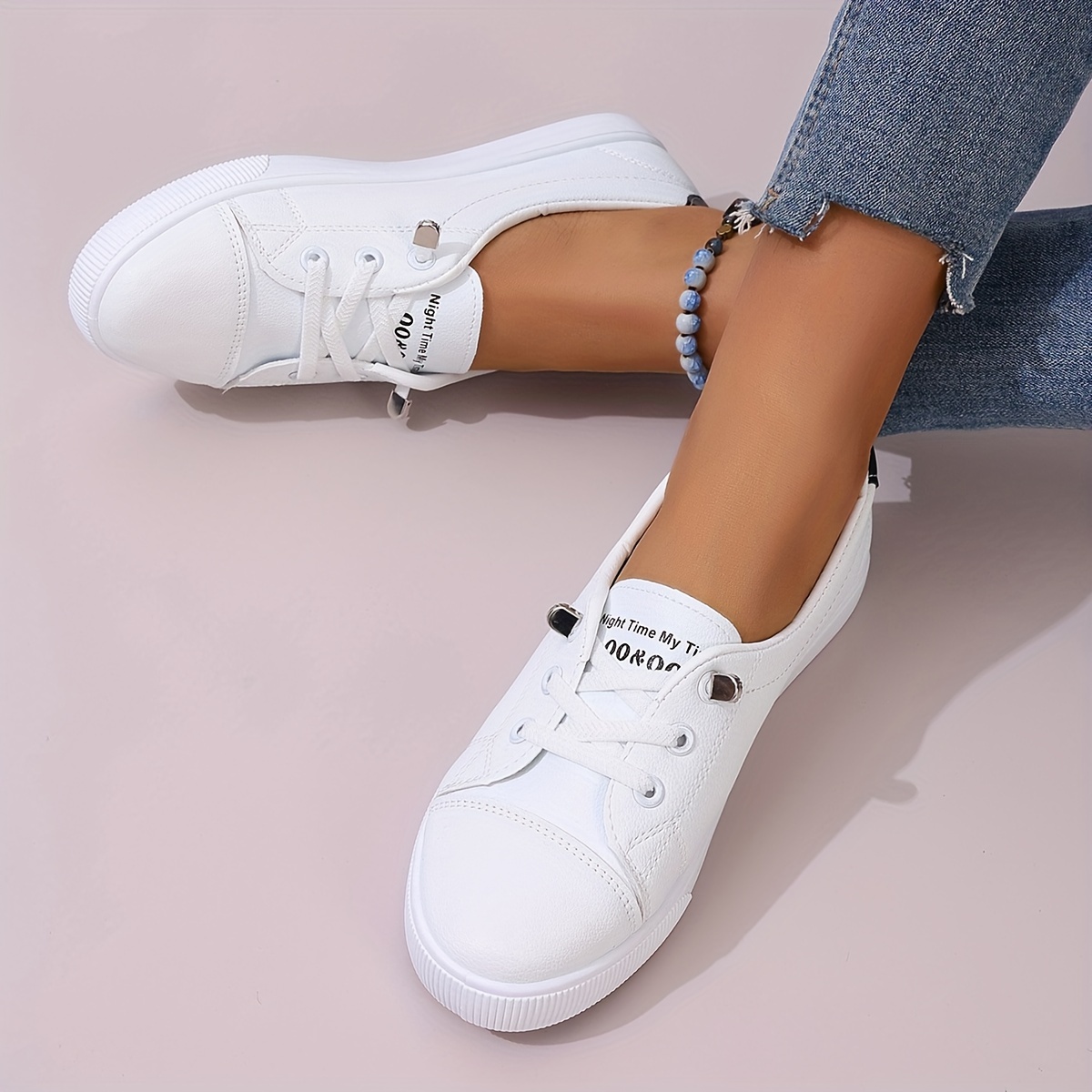 women s fashion sneakers casual slip white shoes low tops details 3