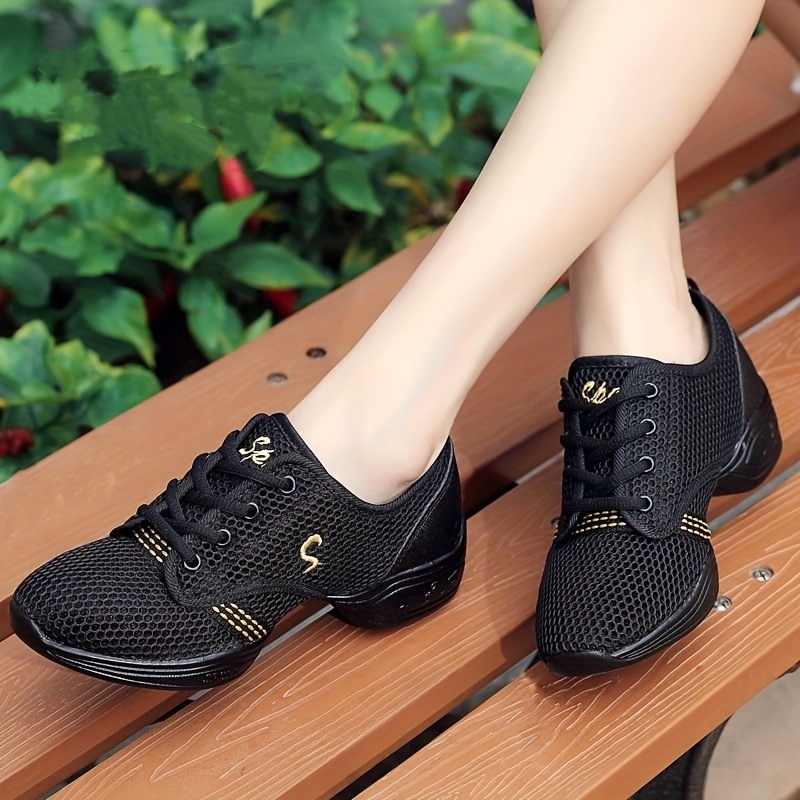 solid color mesh sneakers women s lace platform soft sole details 4