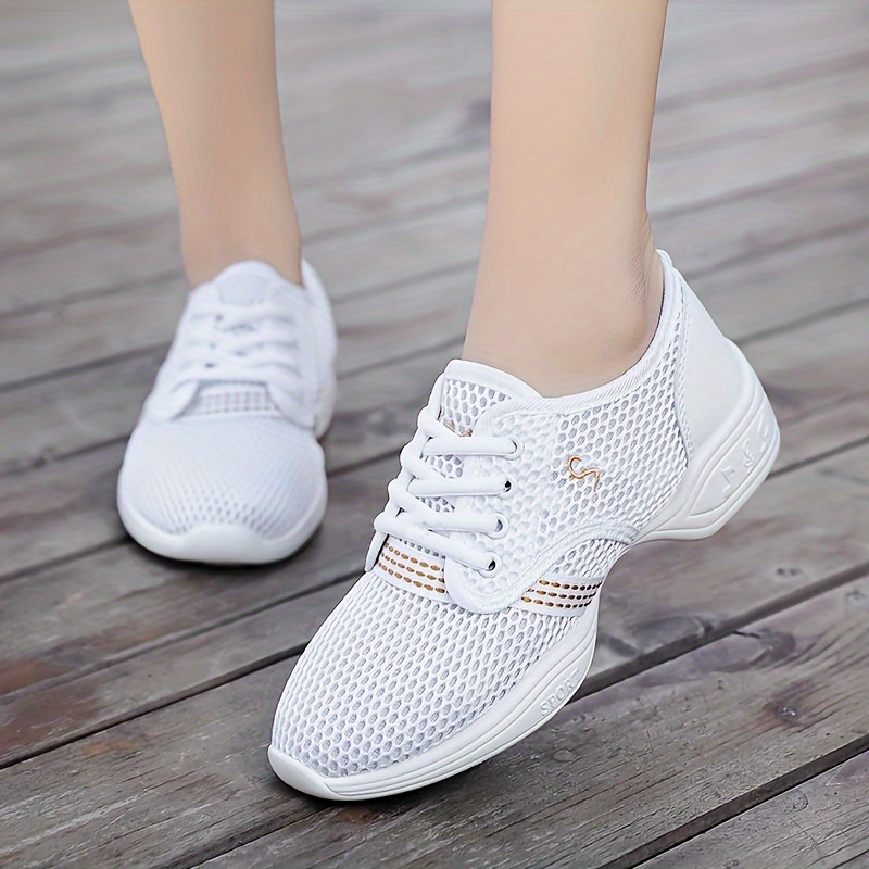 solid color mesh sneakers women s lace platform soft sole details 5