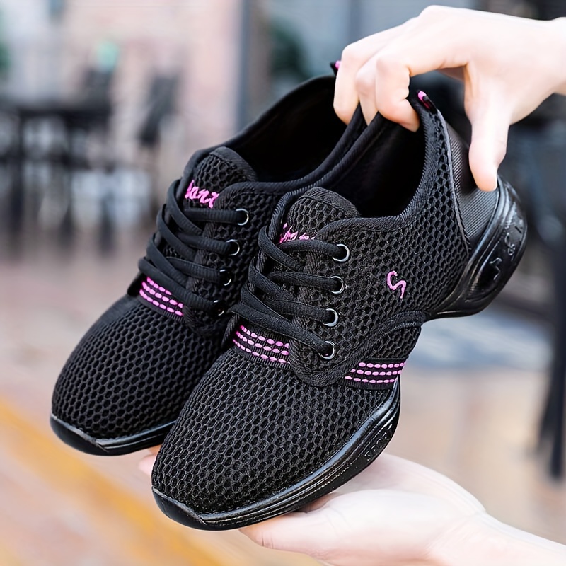 solid color mesh sneakers women s lace platform soft sole details 9