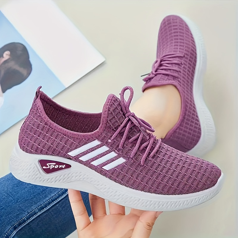 knitted sports shoes women s lightweight lace low top details 0